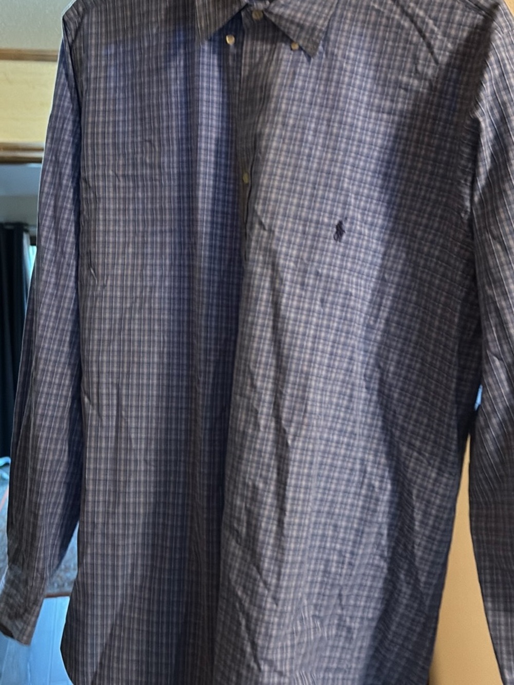 Polo by Ralph Lauren Navy and Light Blue Plaid Button-Down Shirt